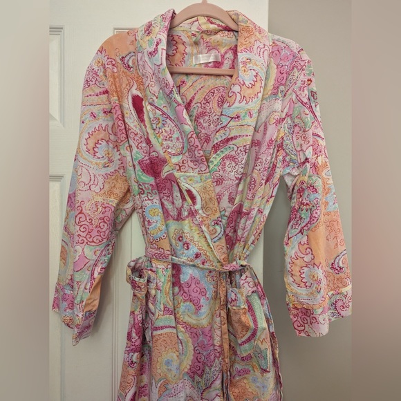 Colorful paisley long cotton bathrobe robe - Picture 4 of 9